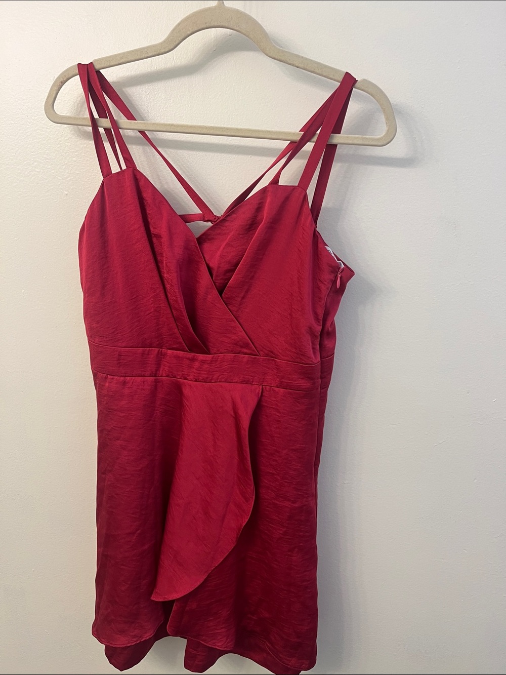 BCBGeneration Red Satin Dress with Strappy Back